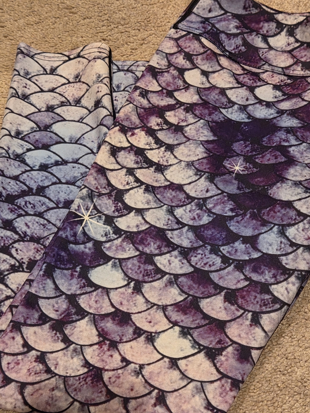Purple Mermaid-Scale Kids Leggings
